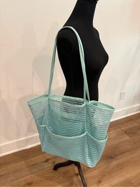 Teal mesh beach tote used once like new condition